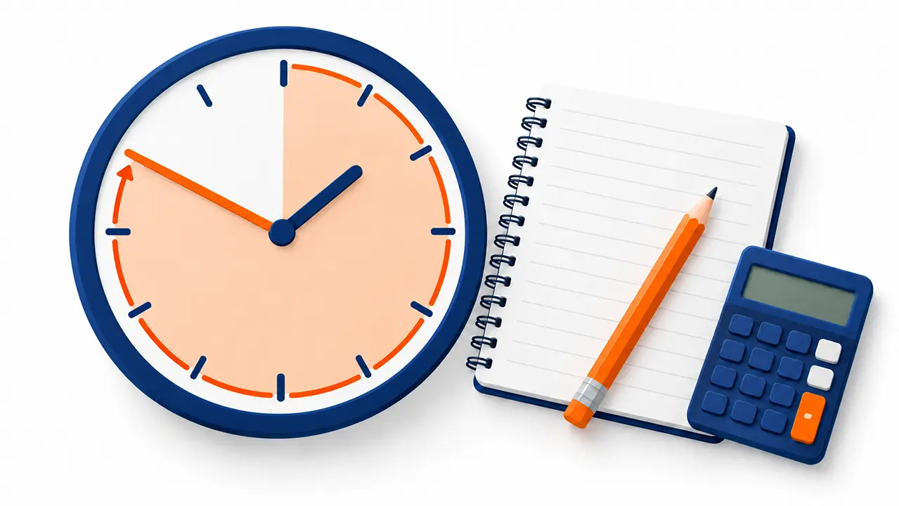 Relógio representando o cálculo de uma hora-aula de 50 minutos
